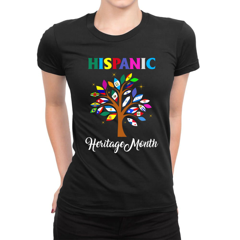 Hispanic Heritage Month Leaf Flags Of Latin America In Tree T Shirt 16 Ladies Fitted T-Shirt by wilber.bourque | Artistshot