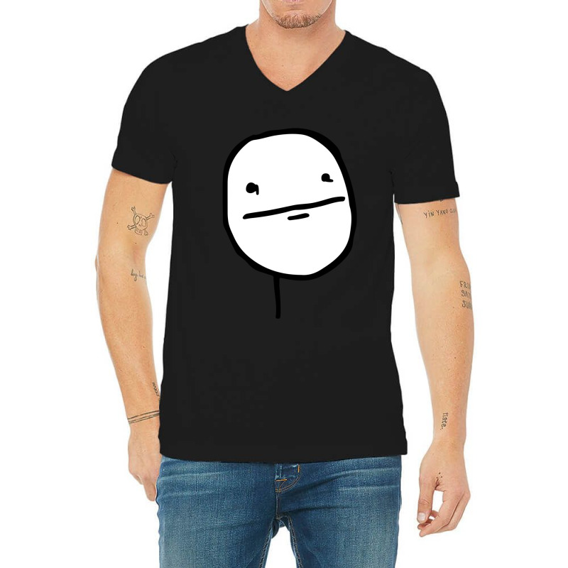 Troll Face Le Me Poker Face With Stoic Face And No Smile Not Amused In V-Neck Tee by FRANKCANTU | Artistshot