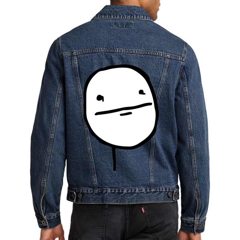 Troll Face Le Me Poker Face With Stoic Face And No Smile Not Amused In Men Denim Jacket by FRANKCANTU | Artistshot