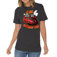 Race Car 4th Birthday Boy 4 Year Old Racing Car Driver Vintage T-shirt | Artistshot