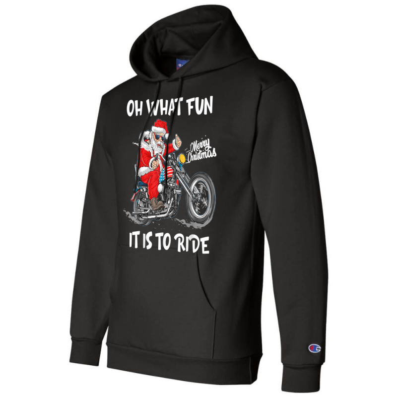 Biker Santa Motorcycle Fan Merry Christmas Xmas Holidays Champion Hoodie | Artistshot