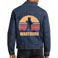 Wartburg Tennessee Vintage Bear Distressed Retro 80s Sunset Premium Men Denim Jacket | Artistshot