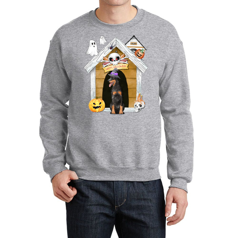 Funny Halloween Dobermann Dog T  Shirt Halloween Dobermann Dog Witch H Crewneck Sweatshirt | Artistshot