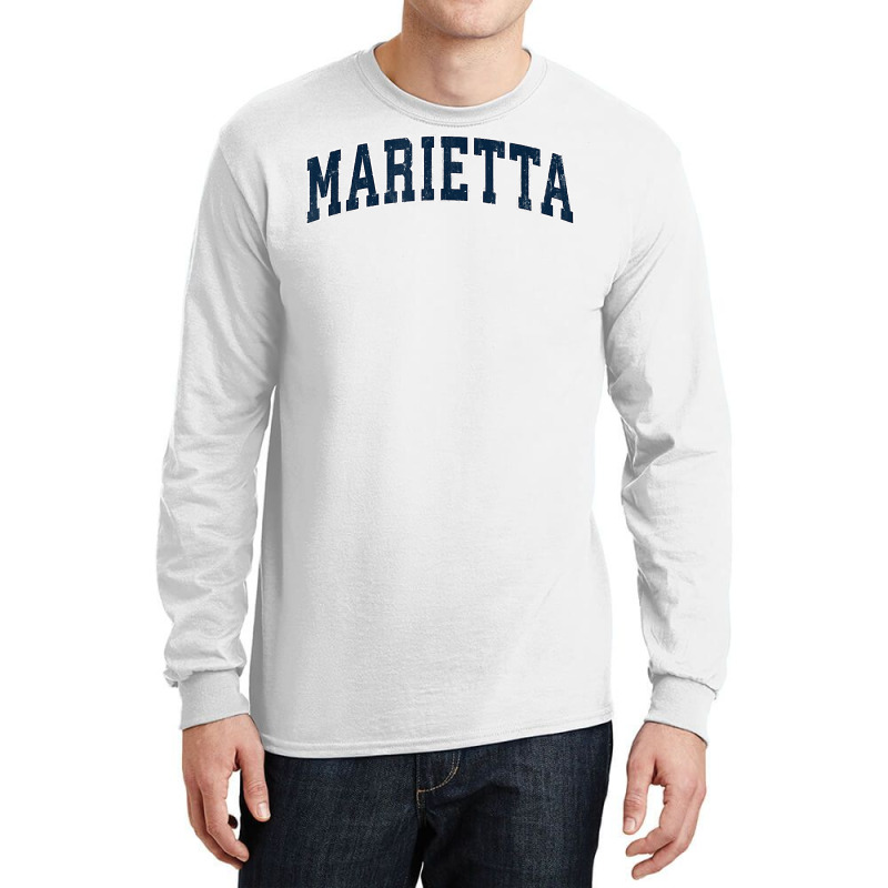 Marietta Georgia Ga Vintage Sports Design Navy Design T Shirt Long Sleeve Shirts | Artistshot