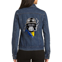 Bosnian And Herzegovinian Flag Biker Bosnia Herzegovina Ladies Denim Jacket | Artistshot