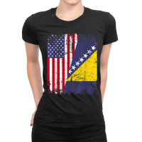 Bosnian Herzegovinian Roots Half American Flag Bosnia Flag Ladies Fitted T-shirt | Artistshot