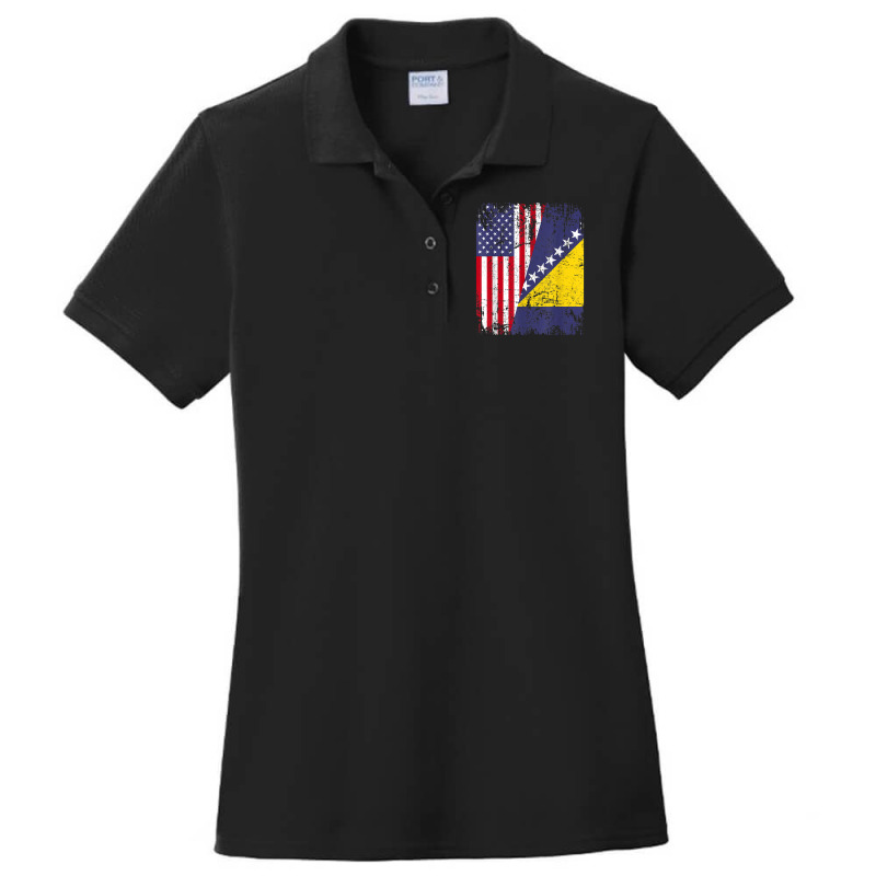 Bosnian Herzegovinian Roots Half American Flag Bosnia Flag Ladies Polo Shirt by JustinStringer | Artistshot