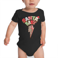 Santa Leopard Lightning Bolt Santa Hat Baby Christmas Retro Baby Bodysuit | Artistshot