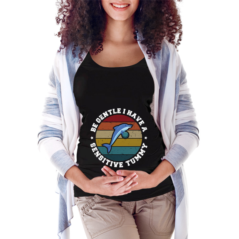 Sei Sanft Ich Habe Einen Empfindlichen Bauch Maternity Scoop Neck T-shirt by cm-arts | Artistshot