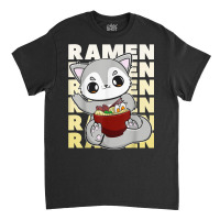 Cute Anime Wolf With Ramen And Japanese Noodles Classic T-shirt | Artistshot