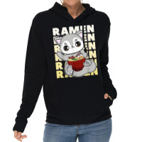 Cute Anime Wolf With Ramen And Japanese Noodles Lightweight Hoodie | Artistshot