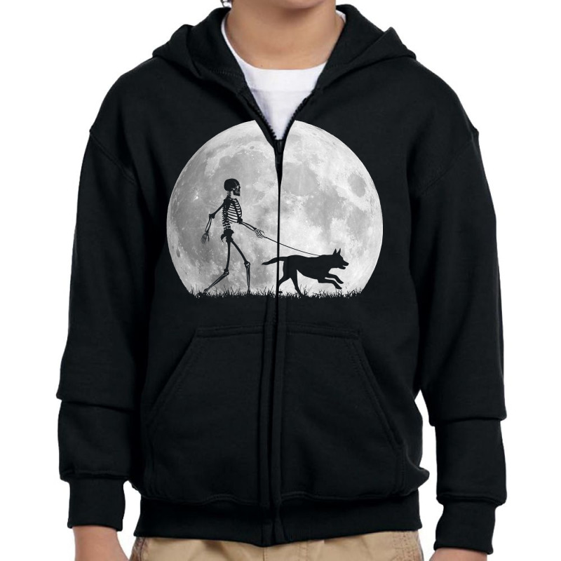 Belgian Malinoi Halloween Skeleton Funny Dog Youth Gift T Shirt Youth Zipper Hoodie by cm-arts | Artistshot