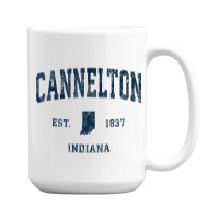 Cannelton Indiana In Vintage Athletic Navy Sports Design 15 Oz Coffee Mug | Artistshot