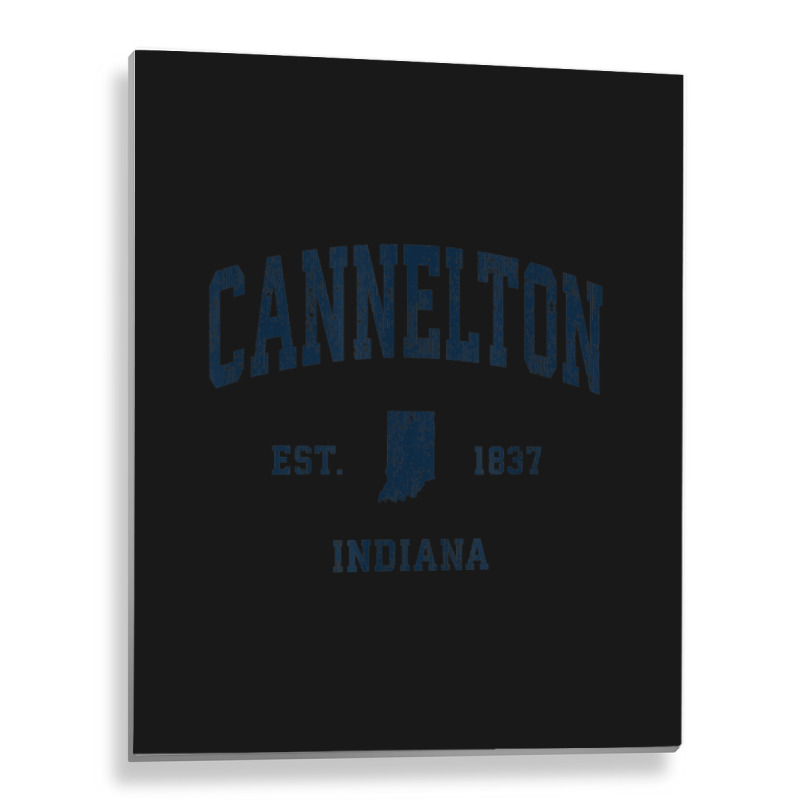 Cannelton Indiana In Vintage Athletic Navy Sports Design Metal Print Vertical | Artistshot