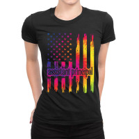 Assistant Principal Us Flag Gifts School Crew Ladies Fitted T-shirt | Artistshot