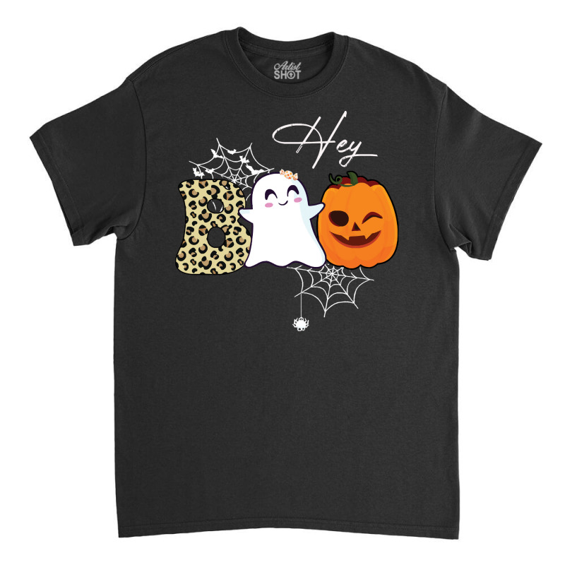 Gift Idea T  Shirt Hey Boo Cute Ghost With Pumpkin Halloween T  Shirt Classic T-shirt | Artistshot