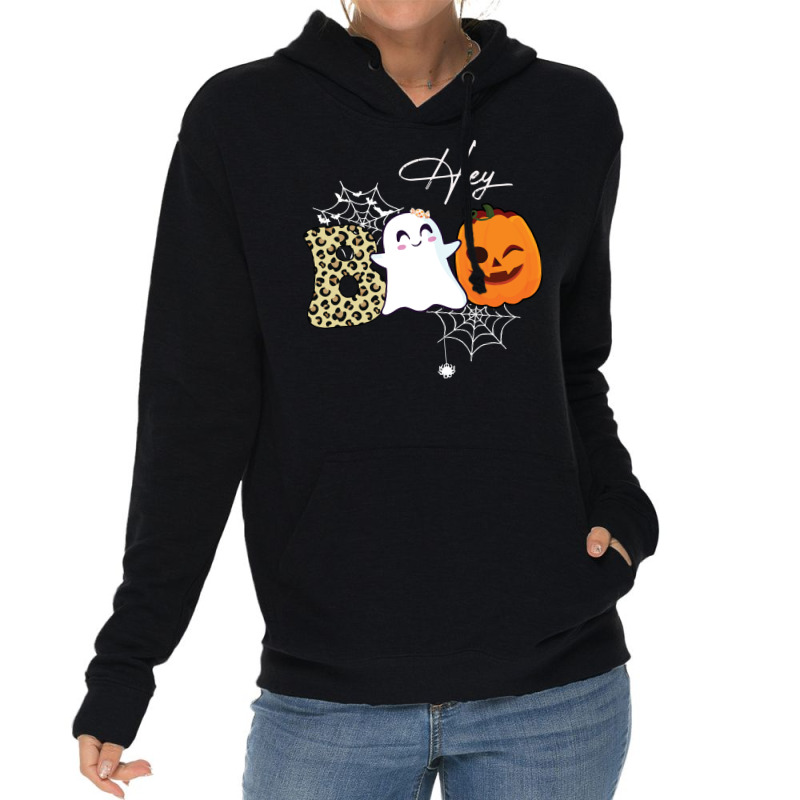 Gift Idea T  Shirt Hey Boo Cute Ghost With Pumpkin Halloween T  Shirt Lightweight Hoodie | Artistshot