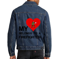 My Heart Belongs To A Firefighter Men Denim Jacket | Artistshot