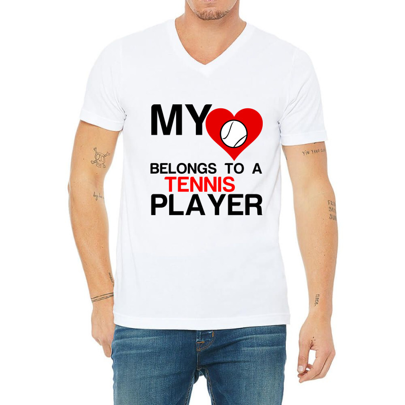 My Heart Belongs To A Tennis Player V-neck Tee | Artistshot