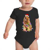 Cocker Spaniel Dog Santa Christmas Tree Lights Xmas Boys Dog Baby Bodysuit | Artistshot