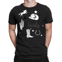 Pastel Cowboy Hat And Boot White And Black Cowgirl Aesthetic T-shirt | Artistshot