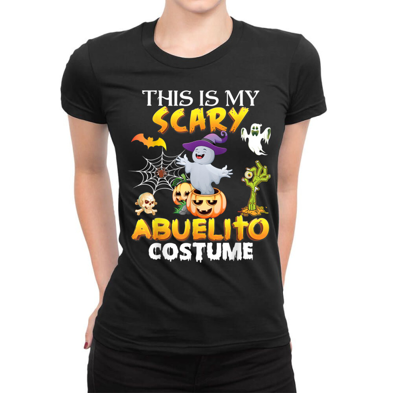 This Is My Scary Costume Abuelito Ghost Pumpkin Halloween Ladies Fitted T-Shirt by Amenity | Artistshot