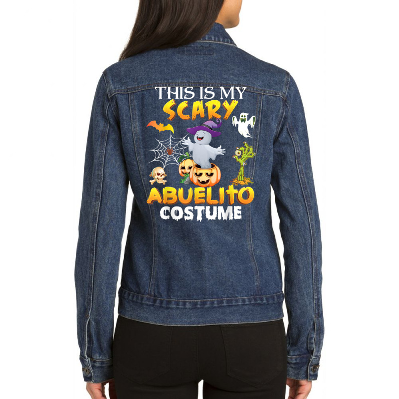 This Is My Scary Costume Abuelito Ghost Pumpkin Halloween Ladies Denim Jacket by Amenity | Artistshot