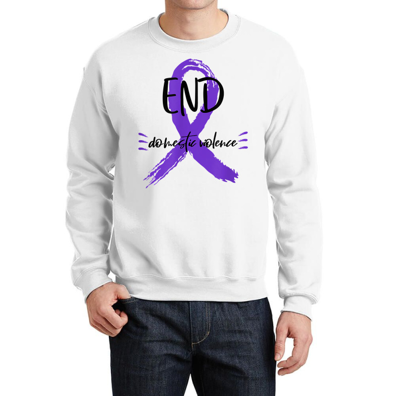 End Domestic Violence With A Ribbon Domestic Violence Aware T Shirt Crewneck Sweatshirt by cm-arts | Artistshot