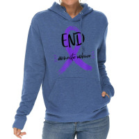 End Domestic Violence With A Ribbon Domestic Violence Aware T Shirt Lightweight Hoodie | Artistshot