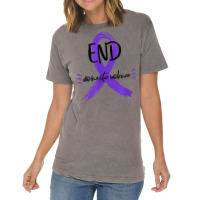 End Domestic Violence With A Ribbon Domestic Violence Aware T Shirt Vintage T-shirt | Artistshot