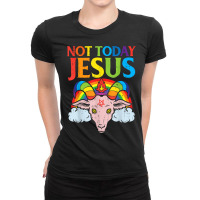 Today Not Jesus Satan Goat Satanic Rainbow Satanism Gift T Shirt Ladies Fitted T-shirt | Artistshot