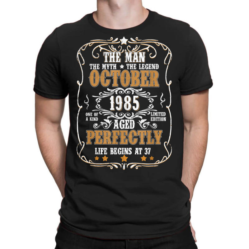 37th Birthday For Man Myth Legend October 1985 Vintage T-shirt | Artistshot