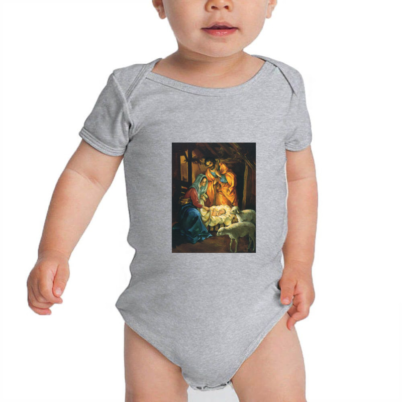 Vintage Christmas Nativity Baby Bodysuit by limolasmabelas | Artistshot