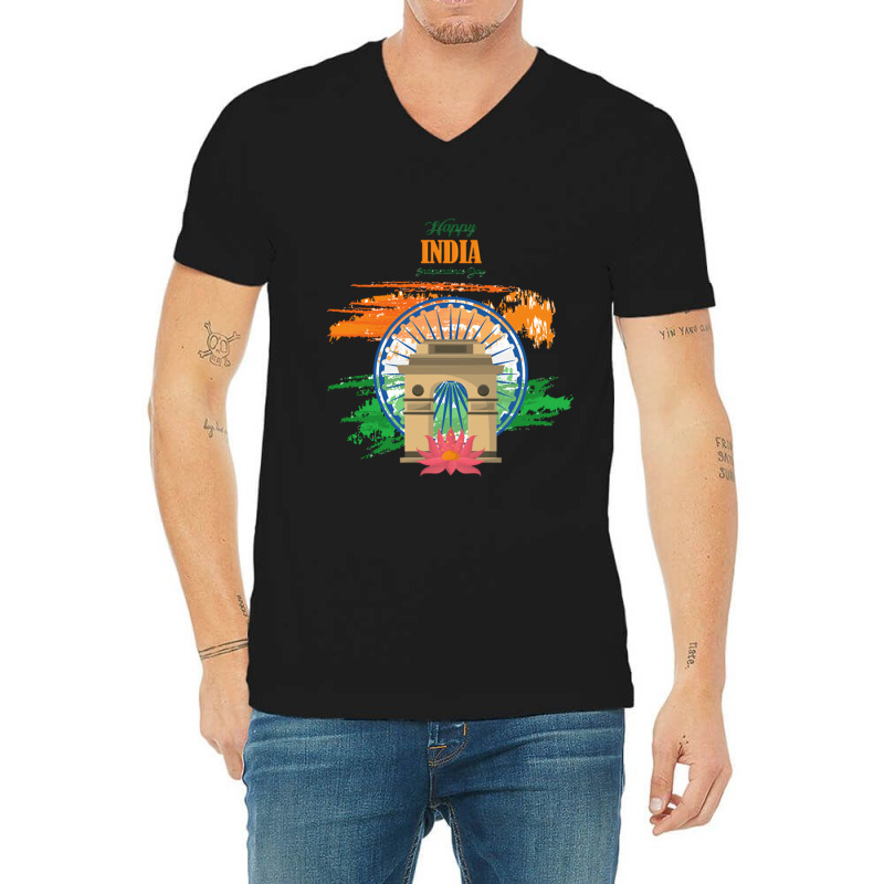 India Independence Day V-Neck Tee by cm-arts | Artistshot