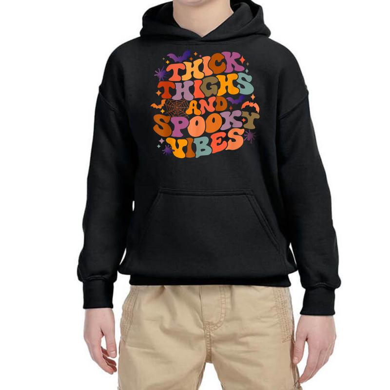 Retro Thick Thighs And Spooky Vibes Halloween Party Groovy Youth Hoodie | Artistshot