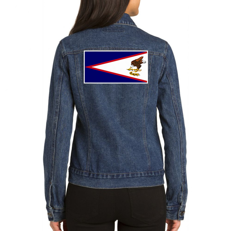 American Samoa Flag With Vintage Samoan National Colors T Shirt Ladies Denim Jacket by cm-arts | Artistshot