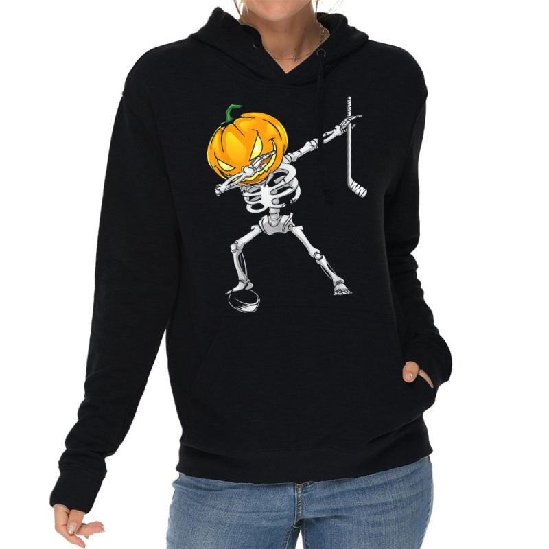 Cool Dabbing Skeleton Hockey Halloween Hockey Player Lightweight Hoodie | Artistshot