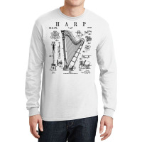 Harp Vintage Patent Harpist Drawing Print T Shirt Long Sleeve Shirts | Artistshot