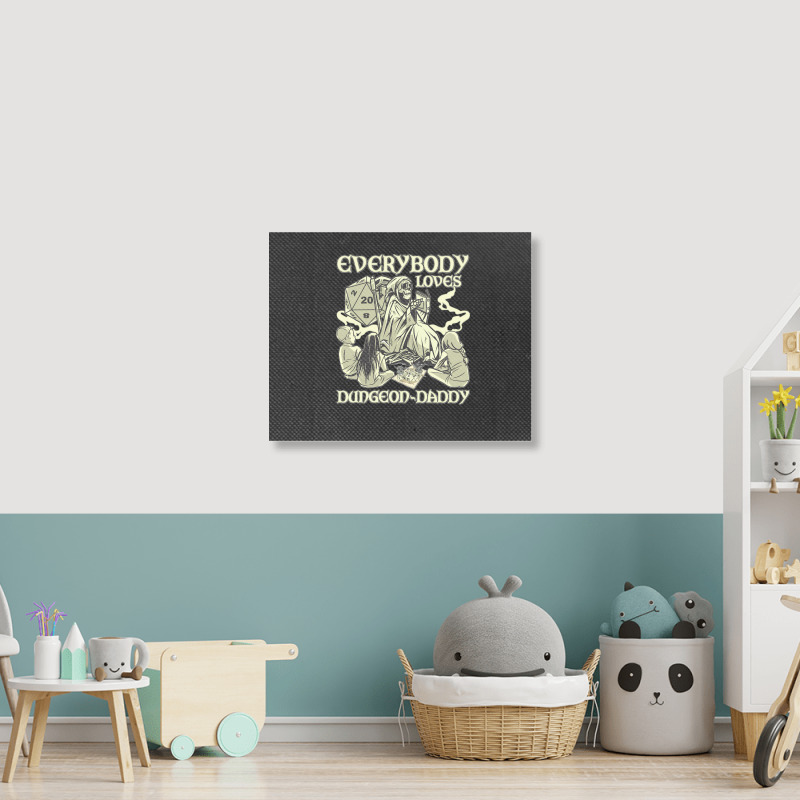 Rpg Gamer Dungeon Daddy D20 Dice Pen And Paper Board Game Classic Landscape Canvas Print | Artistshot