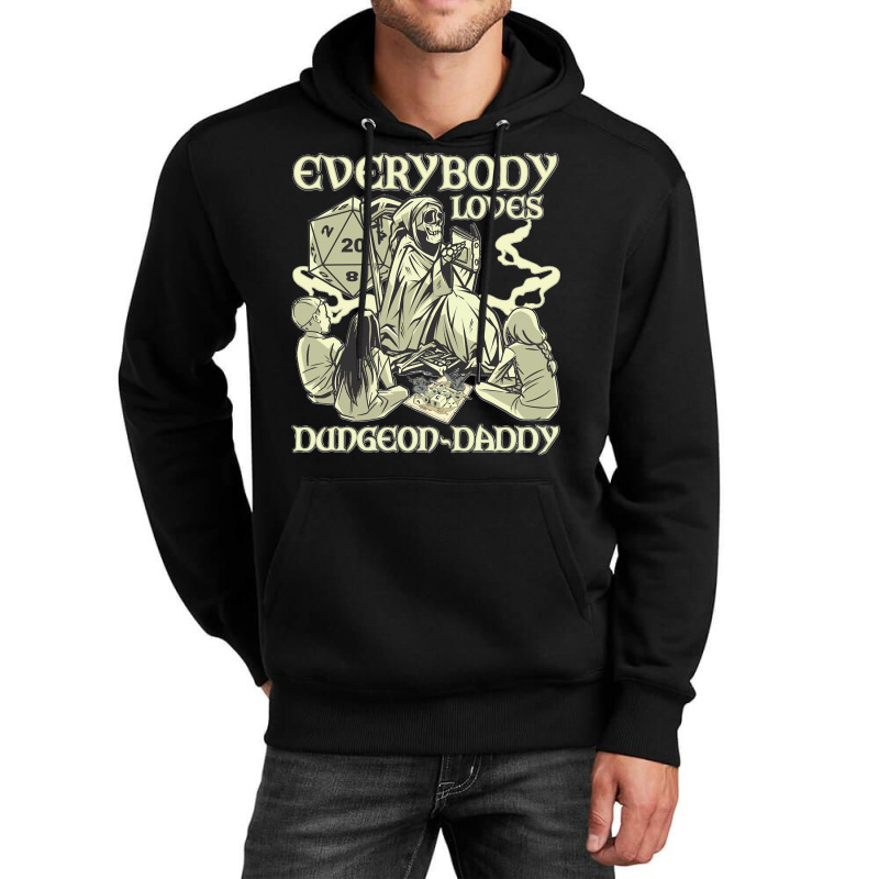 Rpg Gamer Dungeon Daddy D20 Dice Pen And Paper Board Game Classic Unisex Hoodie | Artistshot