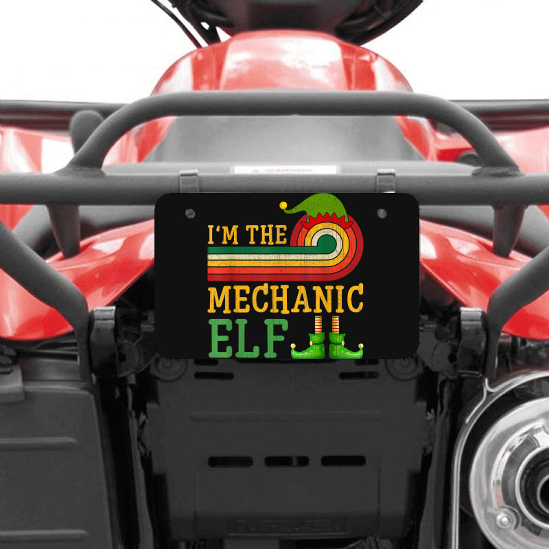 I'm The Mechanic Elf Matching Group Christmas Party Pajama Atv License Plate | Artistshot