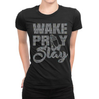 Wake Pray Slay Rhinestone Funny Christian For Birthday Girl Ladies Fitted T-shirt | Artistshot