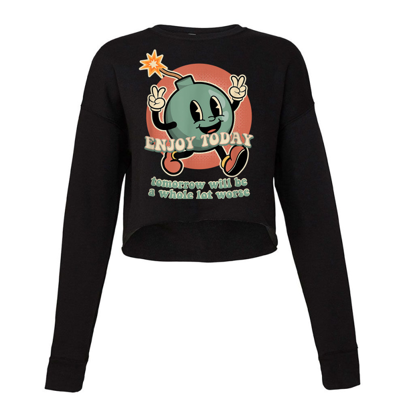 Existential Dread Retro Cartoon Bomb Grenade Nihilism T Shirt Cropped Sweater by cm-arts | Artistshot