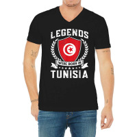 Vintage Design Tunisian Flag Legends Were Born In Tunisia V-neck Tee | Artistshot