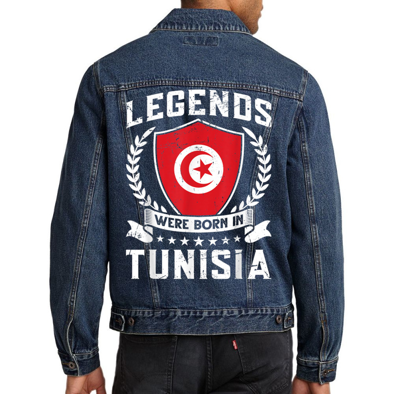 Vintage Design Tunisian Flag Legends Were Born In Tunisia Men Denim Jacket | Artistshot