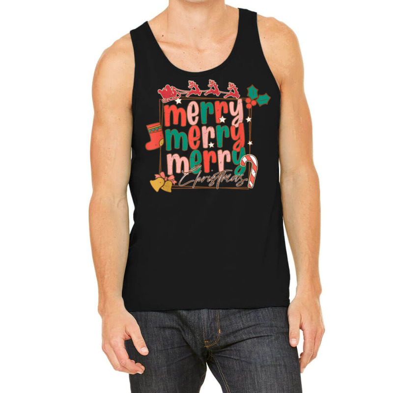 Merry Christmas Family Retro Groovy Santa's Reindeer Sleigh Tank Top | Artistshot