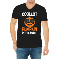 Coolest Pumpkin In The Patch Halloween Boys Girls Men Kids V-neck Tee | Artistshot