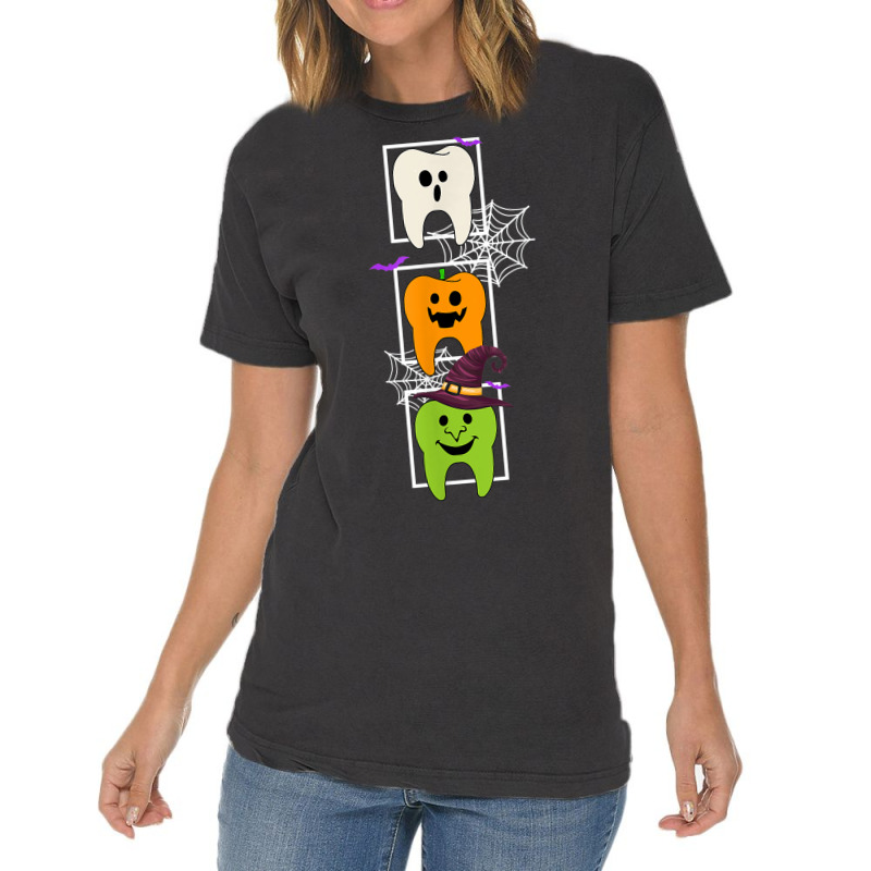 Halloween Dentist Dental Hygienistth Ghost Pumpkin Witch Vintage T-shirt | Artistshot