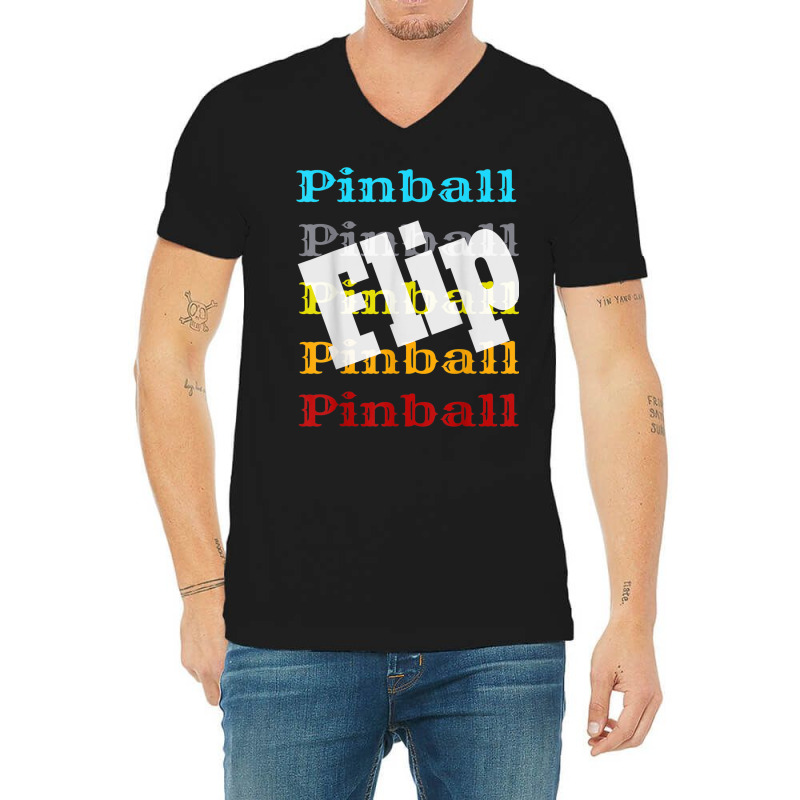 Vintage Pinball Retro Arcade Game Player Flip Winner Winning V-neck Tee | Artistshot