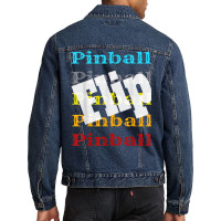 Vintage Pinball Retro Arcade Game Player Flip Winner Winning Men Denim Jacket | Artistshot